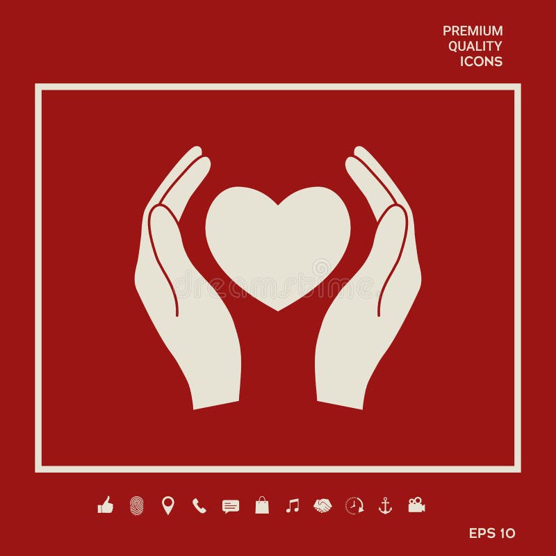Hands holding heart symbol. Graphic elements for your design stock illustration
