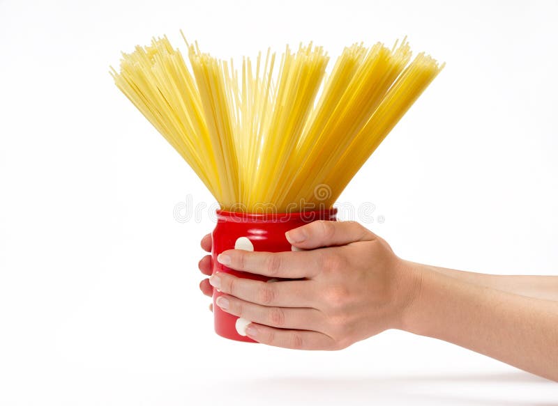 Spaghetti inside a red jar stock image. Image of uncooked 20841345