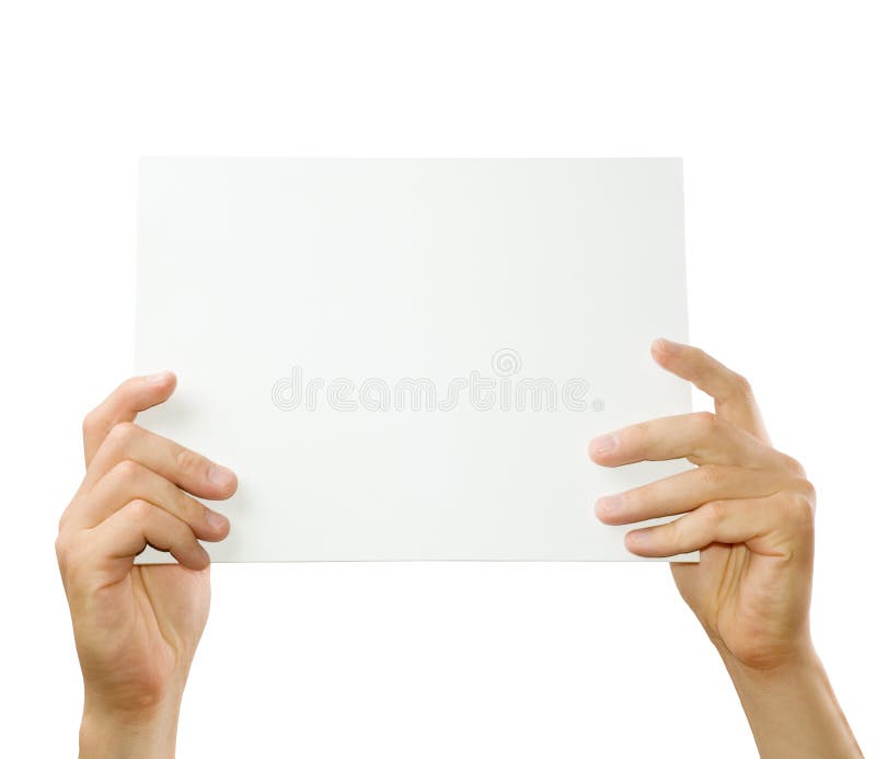 Hands holding paper stock image