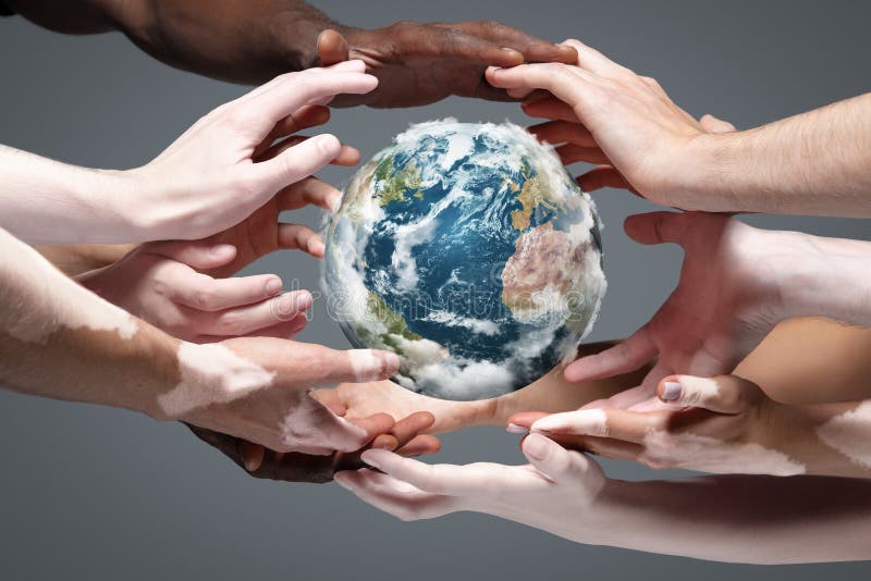 Hands Holding Planet Earth, Close Up on Grey Background. Environment Taking of and Ecology, Supporting Stock Image - Image of global, hand: 208022857