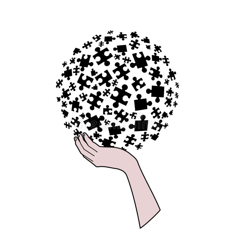 Hands holding puzzle royalty free illustration