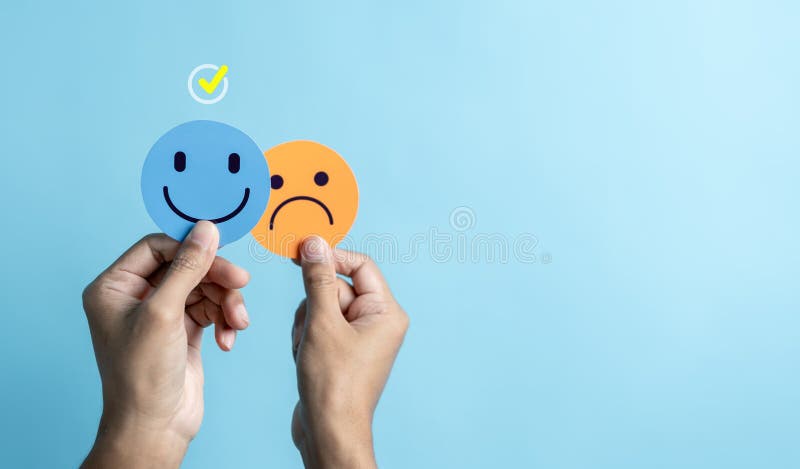 Hands Holding Sad Face Hiding or Behind Happy Smiley Face, Bipolar and ...