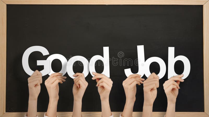 Hands holding up good job stock video