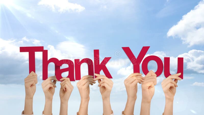 Hands holding up thank you stock video footage