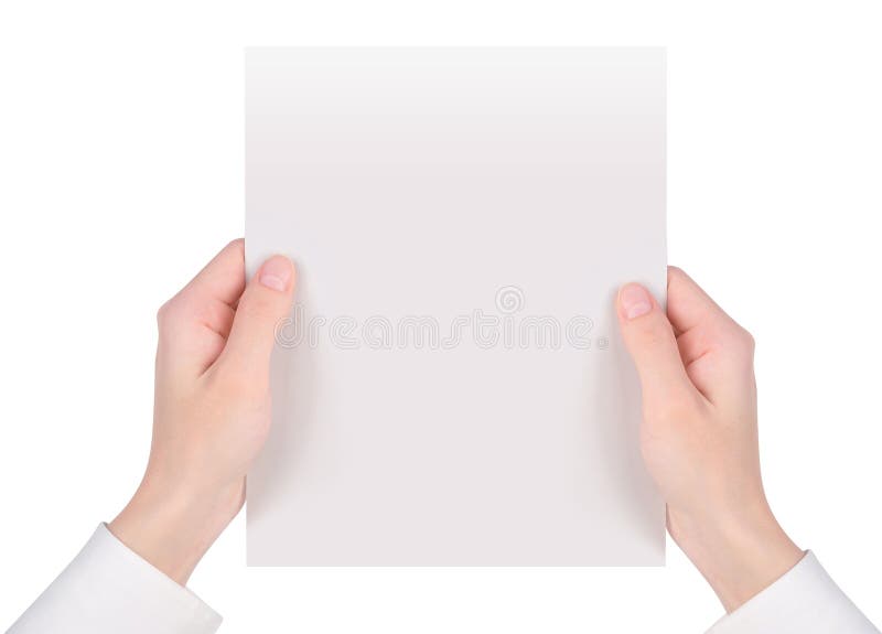 Hands Holding White Paper Sheet royalty free stock photography Hands Holding White Paper Sheet royalty free stock photography