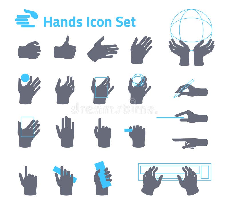 Hands icon set for website or application. Flat design vector illustration