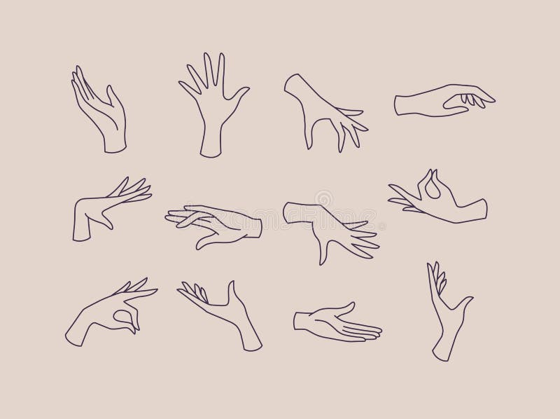 Free Vector  Elegant line art hands stickers