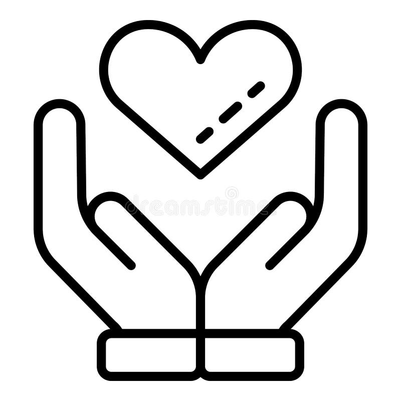 Hands keep heart icon, outline style