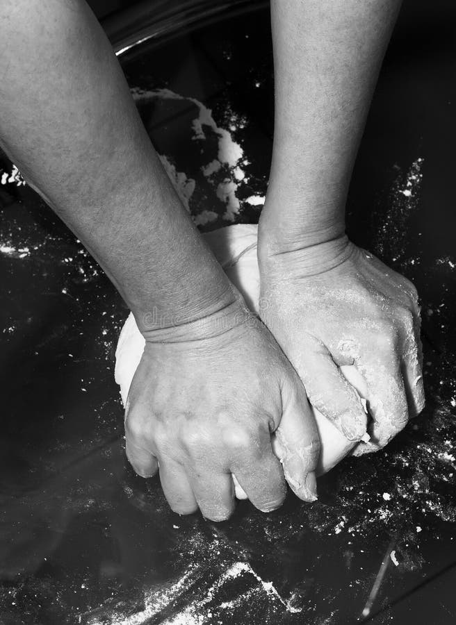Kneading hands stock image. Image of woman, cook, bowl 3264749