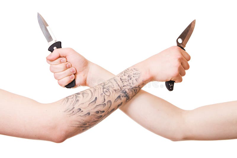 Hands with knife