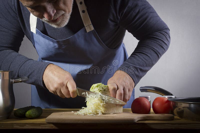 Hands with a Knife Chopping Cabbage Stock Image Image of prepare