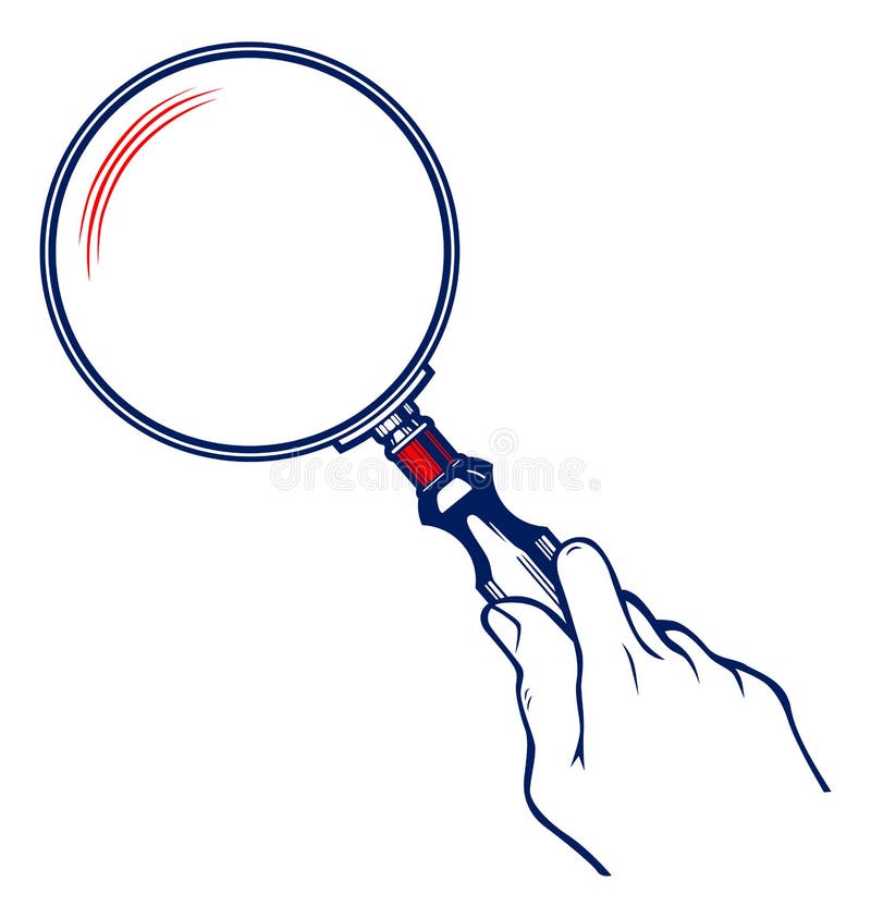 Hands with Magnifier. Vector Illustration. Man reading magazine vectors