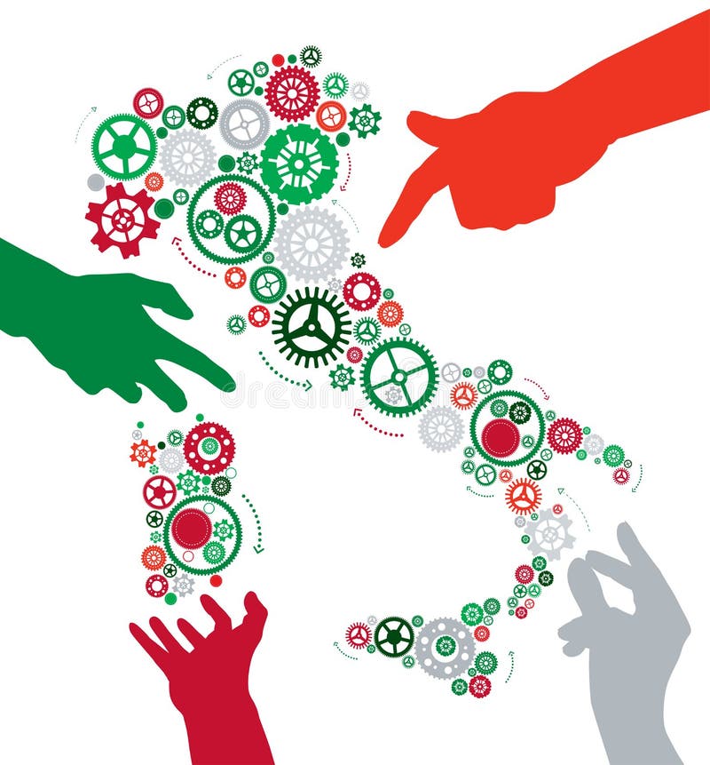 Hands make Italy work vector illustration Hands make Italy work vector illustration