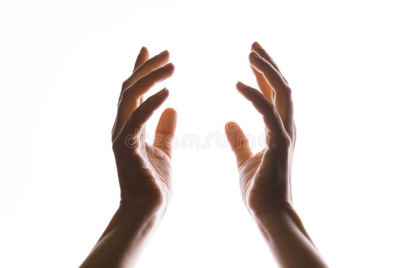 Hands Make Magic Or Pray That The Light Falls From Above On Hand Radiance Between The Palms