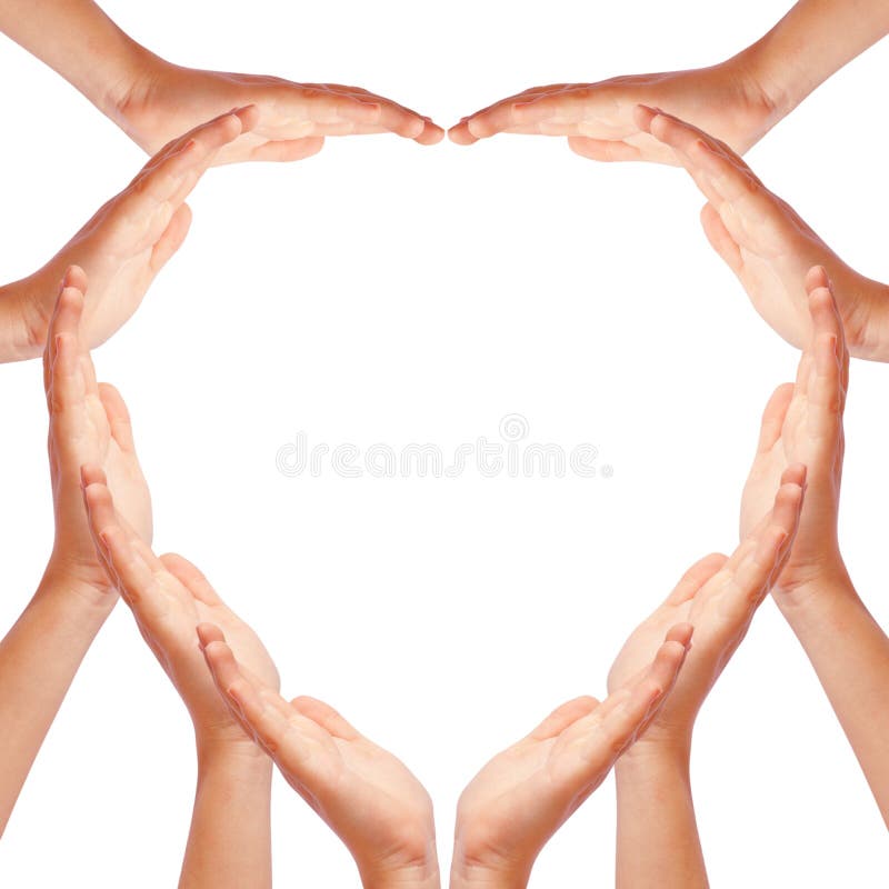 Hands making heart shape isolated on white