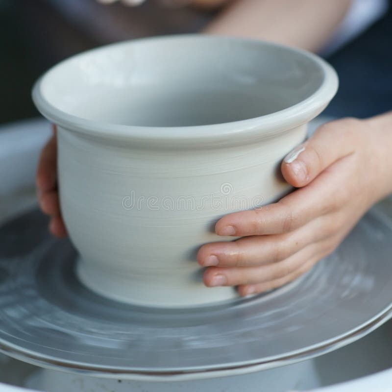 Hands making pottery stock photo. Image of clay, finger 93283310