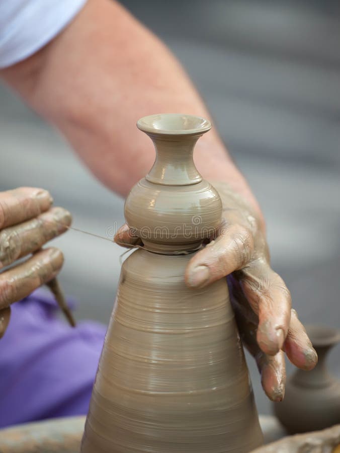 Hands Making Pottery on a Wheel Stock Image Image of craft, ceramic