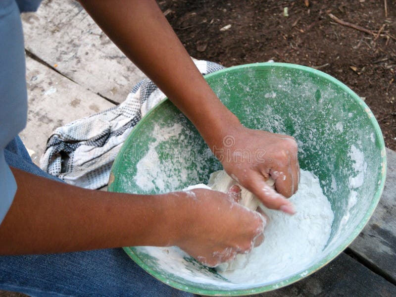 Hands mixing Bread Dough stock image. Image of flour 66417073