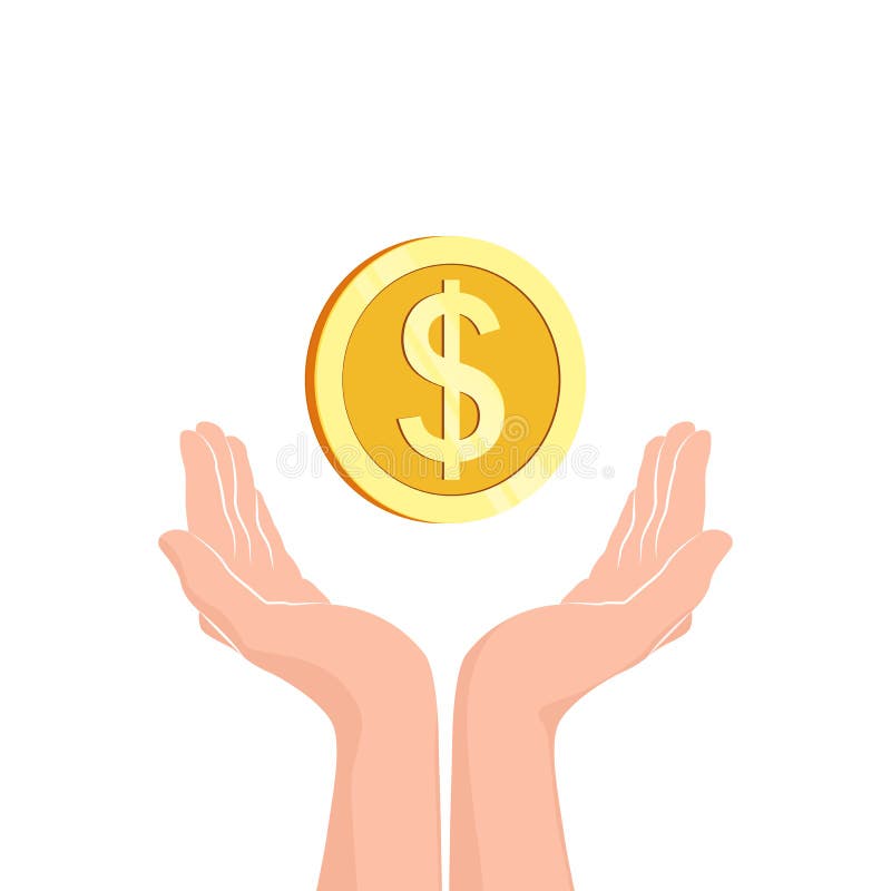 Hands with money coin. Flat icon. Vector illustration vector illustration Hands with money coin. Flat icon. Vector illustration vector illustration
