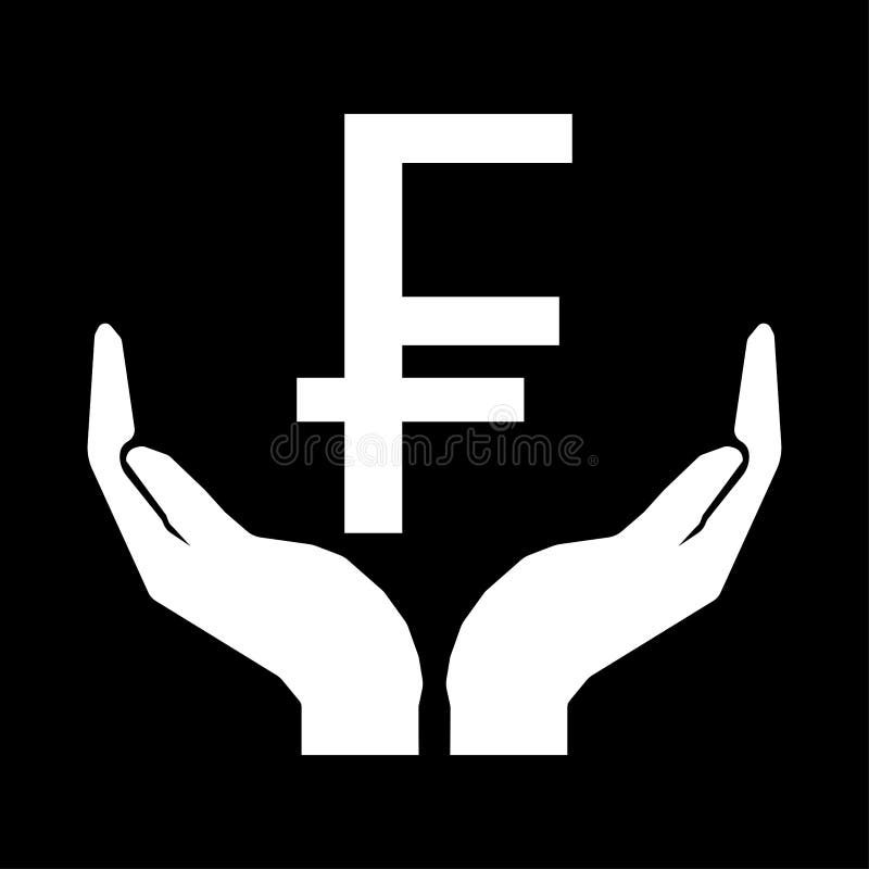 Hands and money currency FRENCH FRANC sign white on black background vector illustration Hands and money currency FRENCH FRANC sign white on black background vector illustration