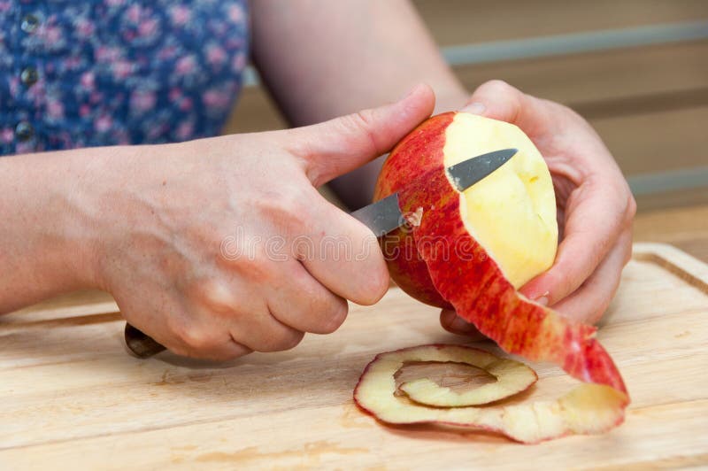 Sliced Apple In Female Hands Stock Image Image of background, diet