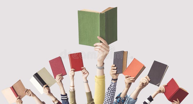 The hands of people hold books royalty free stock images