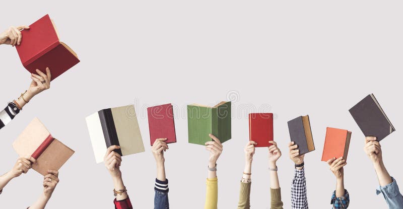 The hands of people hold books royalty free stock photo