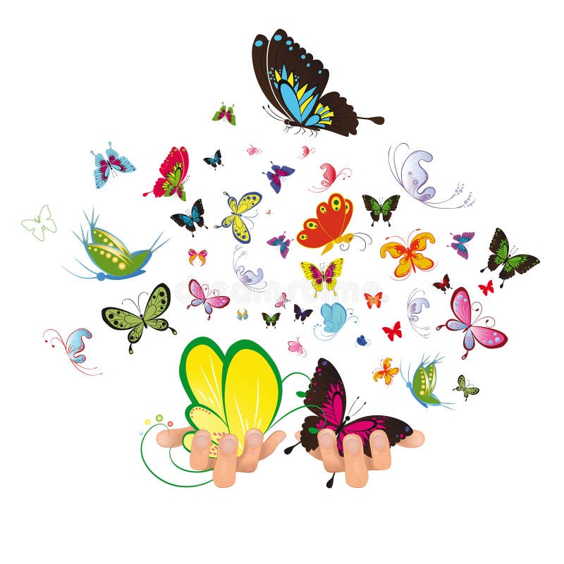 Butterfly Hand Releasing Stock Illustrations 45 Butterfly Hand