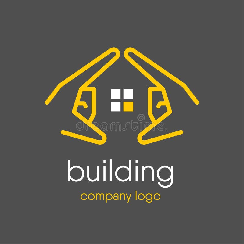 Hands shape the contour of the house. Construction company logo stock illustration Hands shape the contour of the house. Construction company logo stock illustration