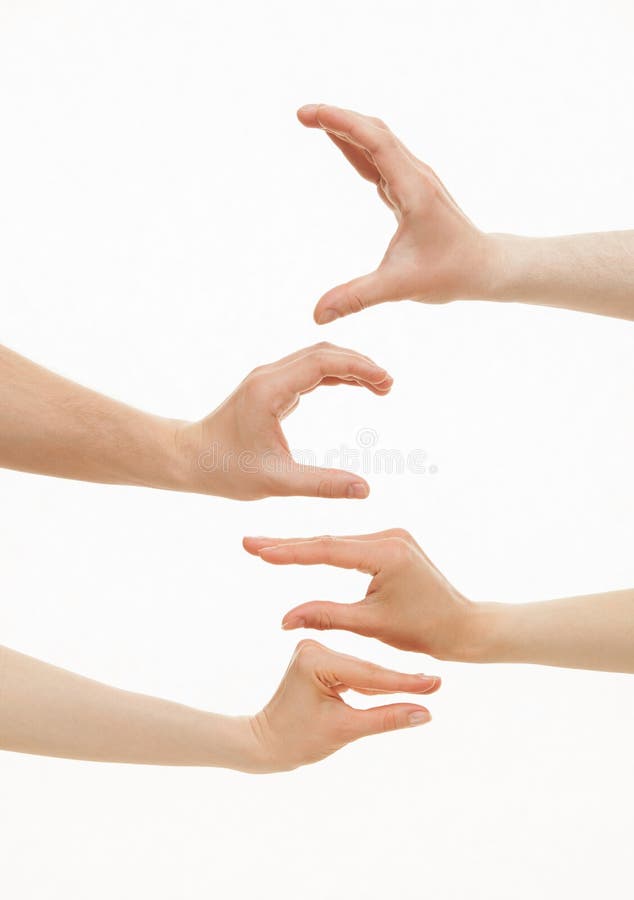 Hands Showing Different Sizes from Small To Big Stock Photo Image