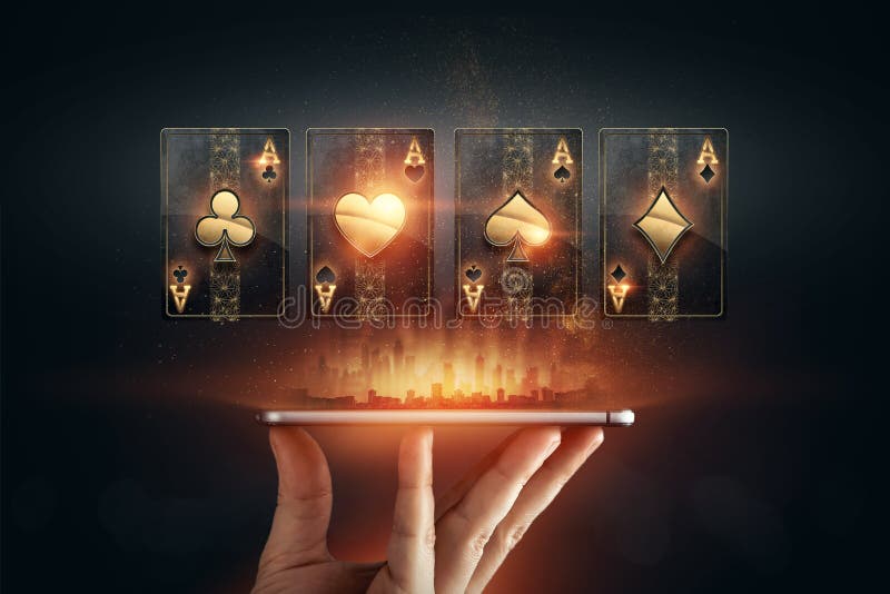 Concept for Online Casino, Gambling, Online Money Games, Bets. Smartphone  and Pretty Girl with Playing Cards in Hand. Website Stock Photo - Image of  laptop, business: 222494422