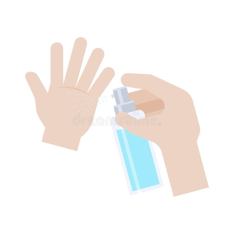 Hands with Spray Bottle, Hand Washing Vector Stock Vector