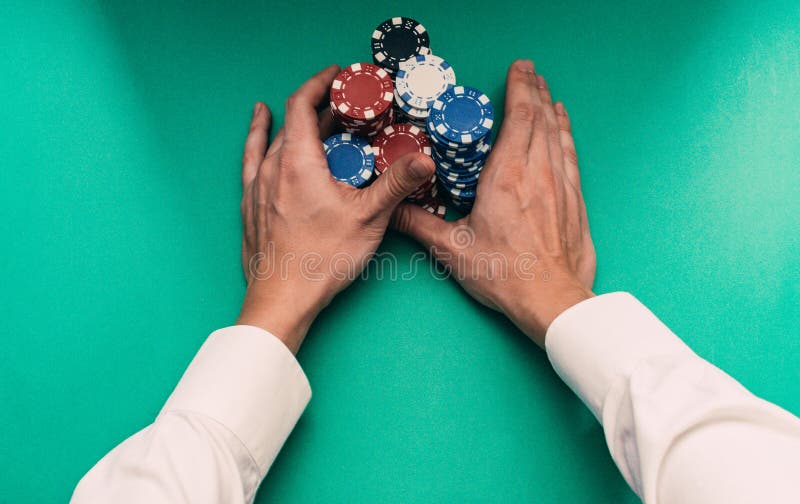 Hands Stacking Poker Chips On The Board Stock Photo Image of group