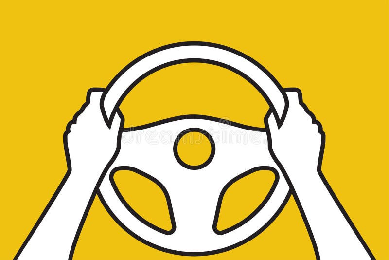 Hands on Steering Wheel Black Icon. Driver Vehicle Stock Vector