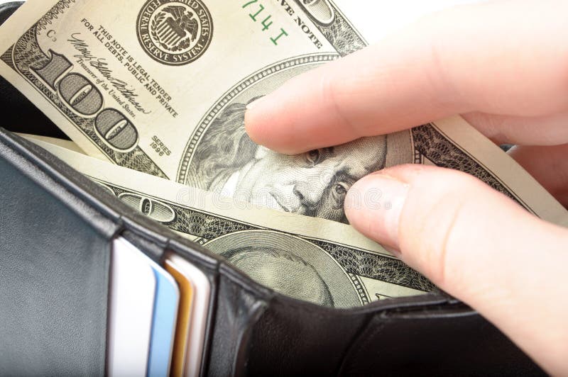 Hands Taking Money from Open Wallet Stock Photo Image of personal