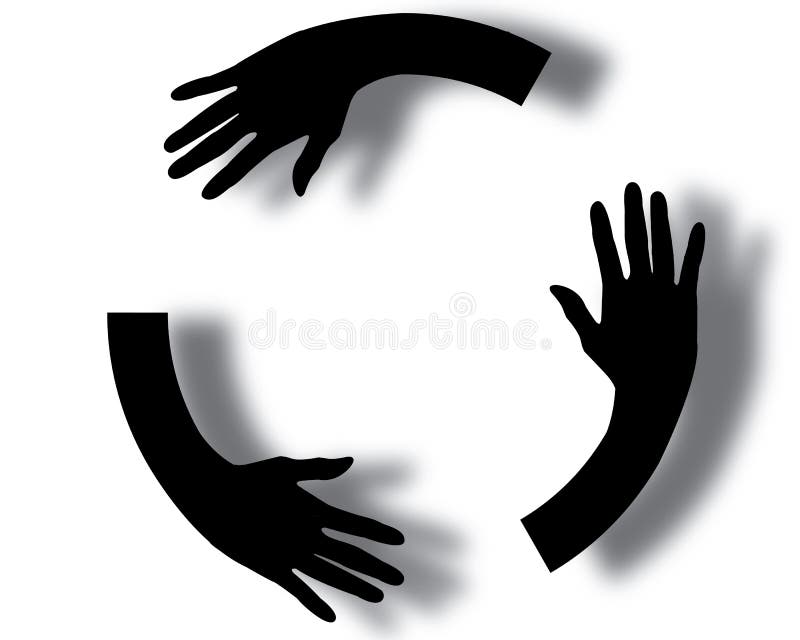 Three black silhouette hands for catch