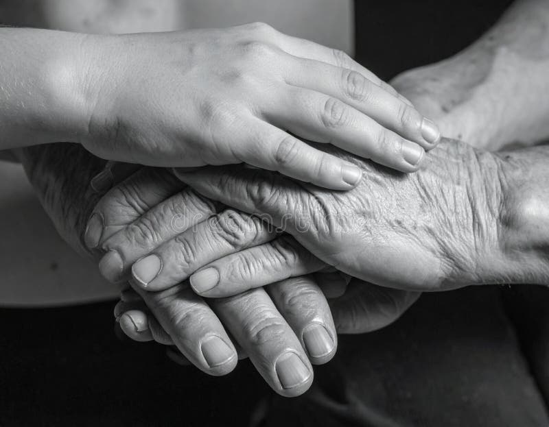 Hands of Time and Care. A Touch of Comfort vector illustration