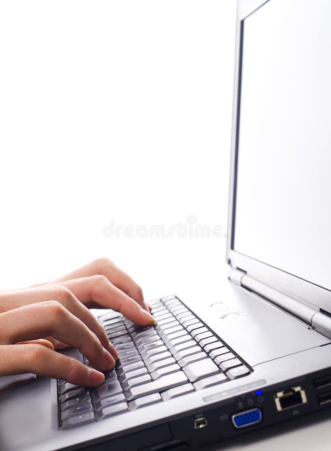 Hands typing stock image