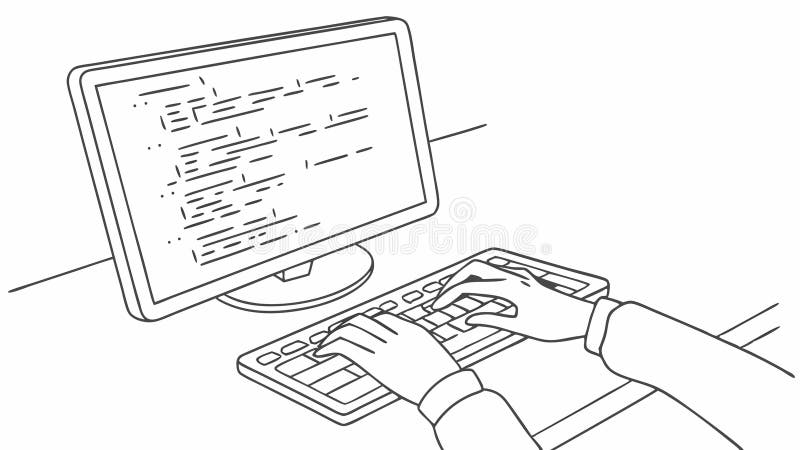 Hands typing on computer code interface, programming, vector design Generative AI royalty free illustration