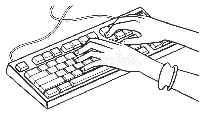 Hands Typing on Computer Keyboard with Swirls, vector design Generative AI stock illustration