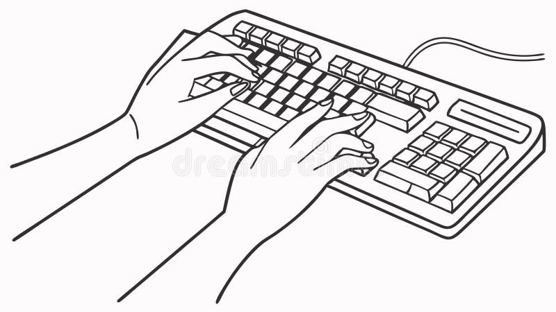 Hands Typing on Computer Keyboard, vector design Generative AI royalty free illustration
