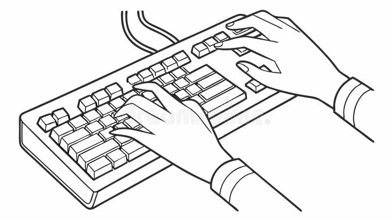 Hands Typing On Keyboard Computer Work Office Line Art Vector, vector design Generative AI vector illustration
