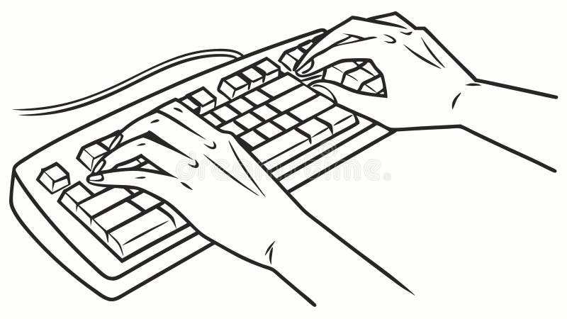 Hands Typing on Keyboard, Digital Work, Technology Use, vector design Generative AI royalty free illustration
