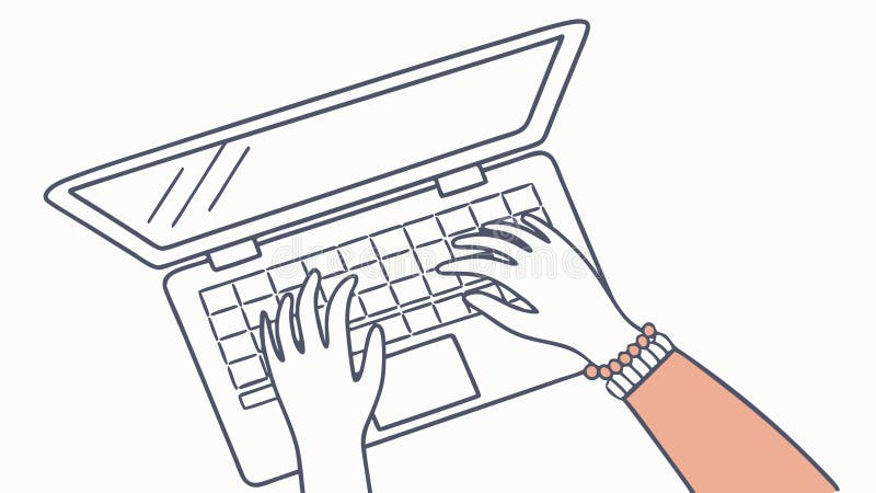 Hands Typing on Laptop Illustration, Work and Digital Activity, vector design Generative AI stock illustration