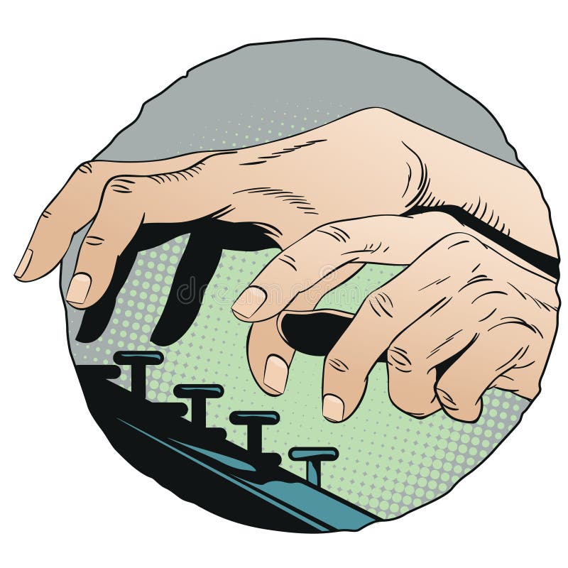 Hands typing on typewriter. Stock illustration. royalty free illustration