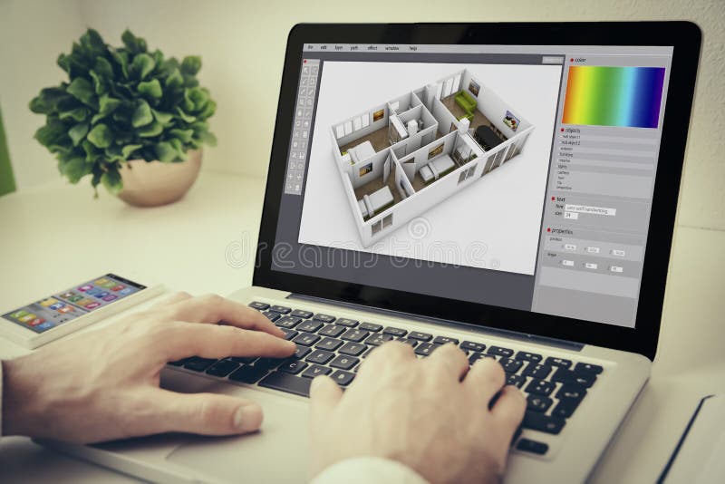 Laptop On Tabletop Interior Design Stock Image - Image of texting, flat