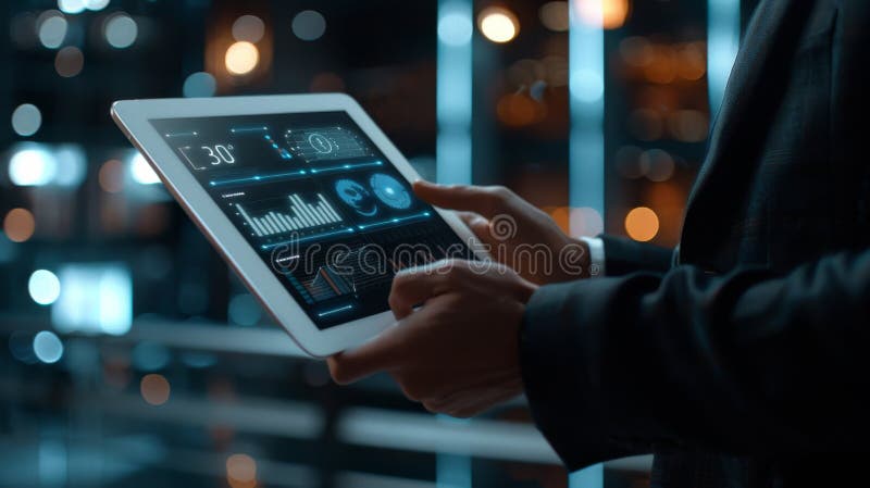 The tablet with analytics data. stock photography.