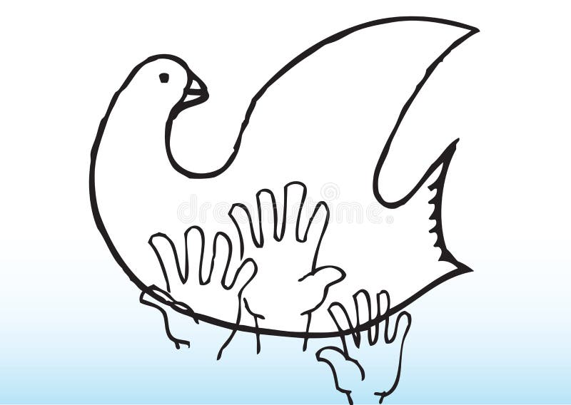 Hands with white dove stock illustration