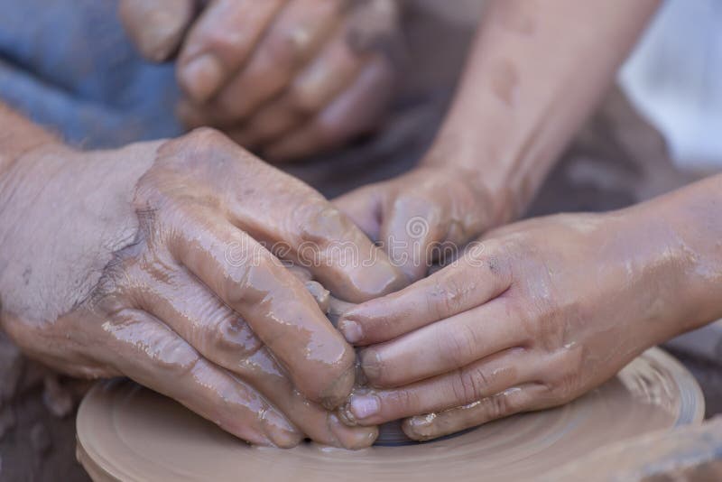 Hands Working on Pottery Wheel Stock Image Image of creativity