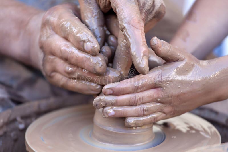 Hands Working on Pottery Wheel Stock Photo Image of pottery, ceramics